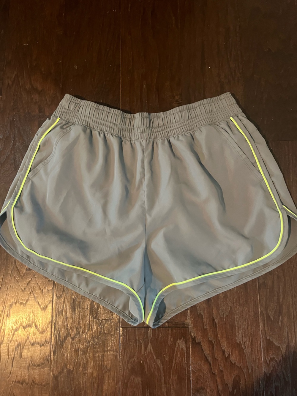 Athletic Works green Shorts with Neon Yellow Piping
